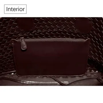 Weayouth Vegan Leather Woven Tote Bag Stylish Spacious Eco-Friendly