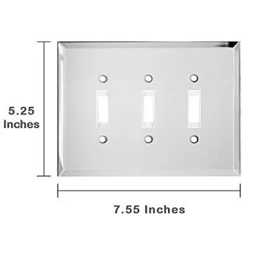 Stylish Glass Mirror SWITCH HITS Triple Outlet Wall Plate for Home & Office