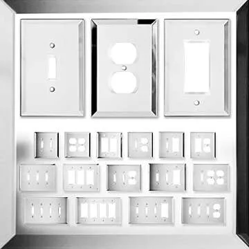 Elegant Glass Mirror SWITCH HITS Triple Outlet Wall Plate