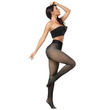 NORMOV Winter Warm Fleece Lined Tight Women,Thermal Fake Translucent Leggings Soft Velvet Stretchy P...