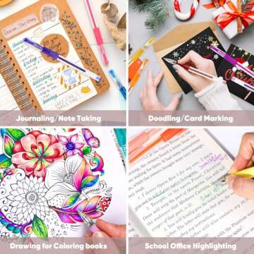 Taotree Glitter Gel Pens, 32 Color Neon Glitter Pens Fine Tip Art Markers Set 40% More Ink Colored Gel Marker for Coloring Book, Drawing, Coloring, Scrapbook, Journaling, Sparkle Easter Gifts kids