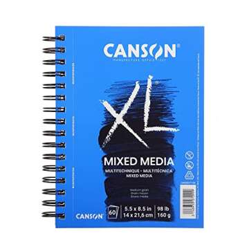 Canson XL Series Mixed Media Pad, Side Wire, 5.5x8.5 inches, 60 Sheets – Heavyweight Art Paper for...