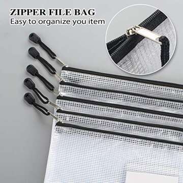 Sooez 20 Pack Mesh Zipper Pouch Document Bag with Label Pocket, Plastic Zip File Document Folders, L...