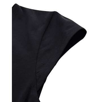 Lotusmile Elegant Dresses, Womens Casual Dress A Line Cap Sleeve V Neck (Small, Black)