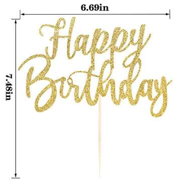 YUINYO Handmade Glitter happy birthday Cake Topper, Happy Birthday Cake Bunting Decor,Birthday Party...