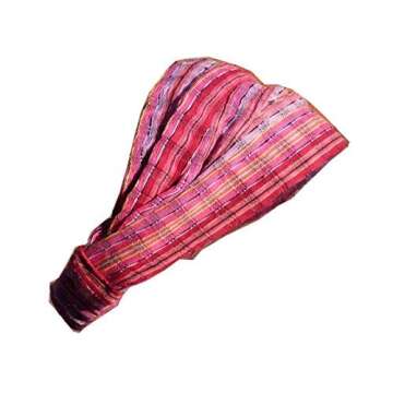 Extra Large 'Snug Fit' Headband Hair Scarf Woven Cotton Elastic Band Jeweltones Pink Shades