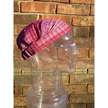 Extra Large 'Snug Fit' Headband Hair Scarf Woven Cotton Elastic Band Jeweltones Pink Shades