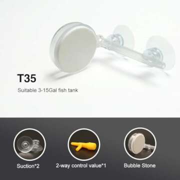 UPETTOOLS Aquarium Air Stone Fish Tank Nano Bubble Stone Kit with Control Valve Quiet Super-High Dis...