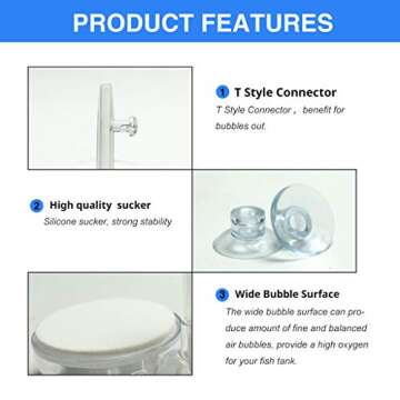 UPETTOOLS Aquarium Air Stone Fish Tank Nano Bubble Stone Kit with Control Valve Quiet Super-High Dissolved Oxygen Diffuser Makes Super Tiny Bubbles for Betta Fish & Small Tank