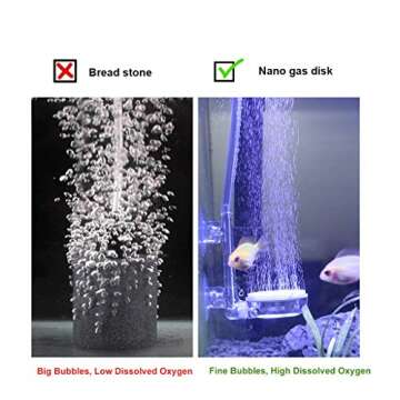 UPETTOOLS Aquarium Air Stone Fish Tank Nano Bubble Stone Kit with Control Valve Quiet Super-High Dissolved Oxygen Diffuser Makes Super Tiny Bubbles for Betta Fish & Small Tank