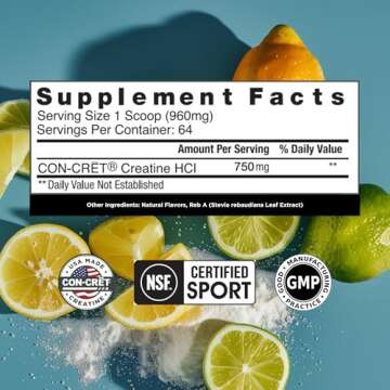 CON-CRĒT Creatine HCl Powder | Muscle, Cognitive, Cellular Energy Support | No Bloating or Cramps |...