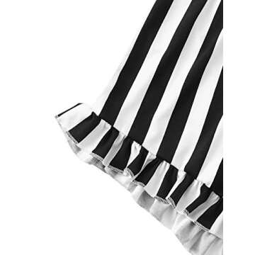 WDIRARA Women's Sleepwear Closed Eyes Print Tee and Striped Shorts Cute Pajama Set Black M