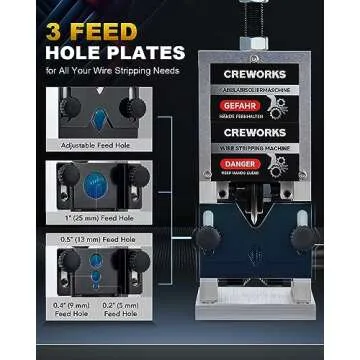 CREWORKS Manual Wire Stripper Machine, 0.06"-1" Wire Stripping Machine, Wire Stripping Tool for 1.5-25mm Scrap Wire, Drill Powered Cable Stripper for DIY Cable, Copper Wire Stripper for Leftover Cable