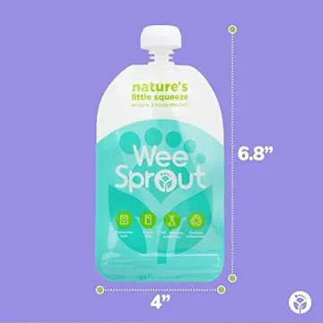 WeeSprout Double Zipper Reusable Food Pouches (Blue, 7 Fl Oz)