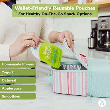 WeeSprout Double Zipper Reusable Food Pouches (Blue, 7 Fl Oz)