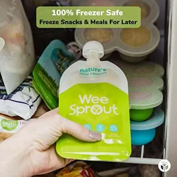 WeeSprout Double Zipper Reusable Food Pouches (Blue, 7 Fl Oz)