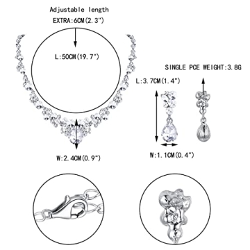 Elegant Rhinestone Crystal Necklace Earrings Set for Bridal