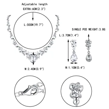 Elegant Rhinestone Crystal Necklace Earrings Set for Bridal