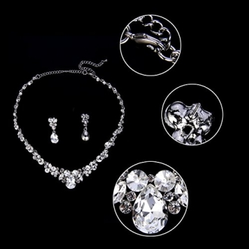 Elegant Rhinestone Crystal Necklace Earrings Set for Bridal