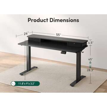 FEZIBO Electric Standing Desk with Double Drawer Storage