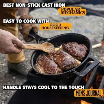 Stargazer 12-Inch Cast Iron Skillet | Made in USA, Seasoned, Even Heat Distribution, Easy to Clean, Smooth Nonstick Finish for Grilling, Frying, Sauteing, Searing, Baking