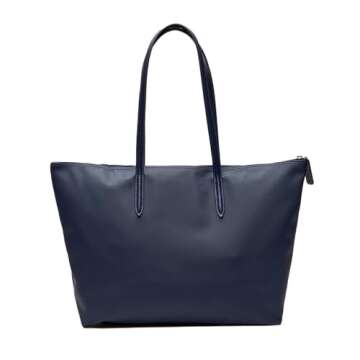 Lacoste Women's L.12.12 Concept Large Shopping Tote Bag, Darken Navy Eclipse, One Size