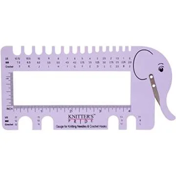 Knitters Pride KP800224 Needle & Crochet View Sizer with Yarn Cutter - Adorable Purple Elephant Gaug...