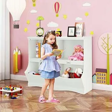 Costzon 4-Cubby Kids Bookshelf - Kids Toy Organizer