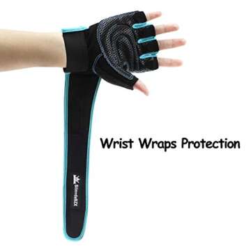 SiinvdaBZX Workout Gloves Non-Slip Gym Gloves Weight Lifting Gloves with Wrist Support for Man & Woman Gym Powerlifting, Fitness Exercise, Bodybuilding, 9, Large Size, Blue & Black