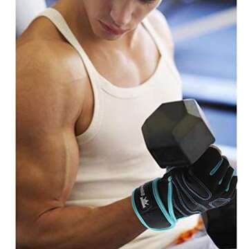 SiinvdaBZX Workout Gloves Non-Slip Gym Gloves Weight Lifting Gloves with Wrist Support for Man & Woman Gym Powerlifting, Fitness Exercise, Bodybuilding, 9, Large Size, Blue & Black