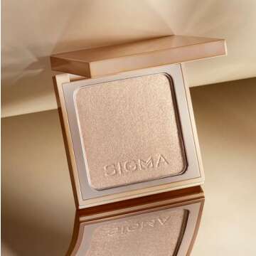 Sigma Beauty Highlighter Makeup – Illuminating Highlighting Powder for Face, Sheer Glimmer Face Highlighter for Cheeks, Cupid’s Bow, & Brow Bone (Savanna, Fiery Bronze Metallic)