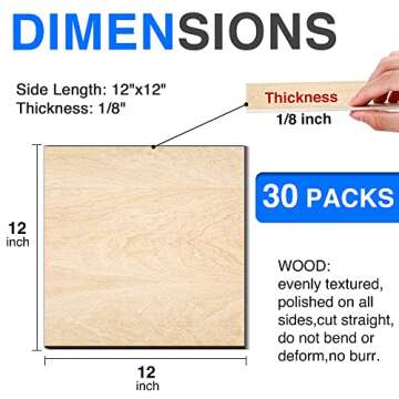 30 Pack Basswood Sheets 12"x12"x1/8" for DIY Crafts and Model Making