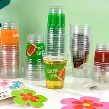 GuassLee 50 Football Party Cups for Tailgate Games
