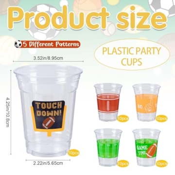 GuassLee 50 Football Party Cups for Tailgate Games