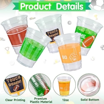 GuassLee 50 Football Party Cups for Tailgate Games