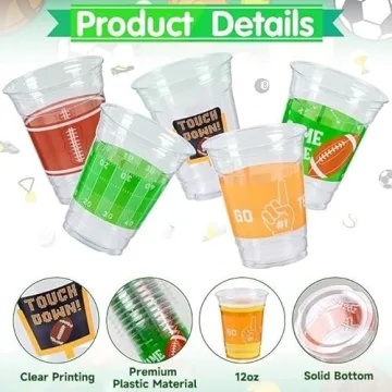 GuassLee 50 Football Party Cups for Tailgate Games