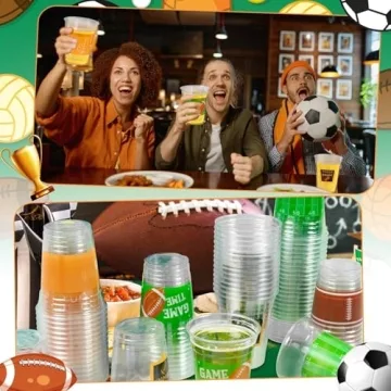 GuassLee 50 Football Party Cups for Tailgate Games