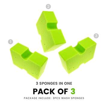 Grime Grabber Detailing Jumbo Cross-Cut Grid Sponge 3-Pack | All-Purpose, Durable, Extra Absorbent S...