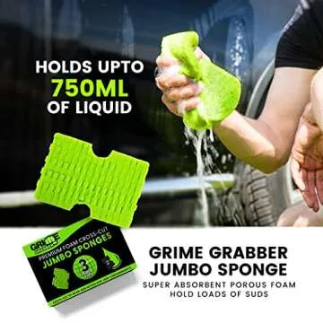 Grime Grabber Jumbo Cross-Cut Sponge 3-Pack For All Cleaning Needs