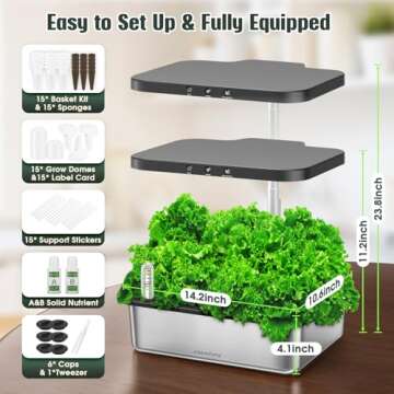 Hydroponics Growing System with LED Light 15 Pods
