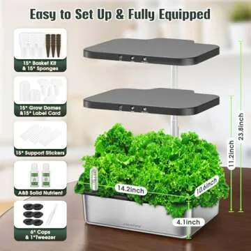 Hydroponics Growing System with LED Light 15 Pods