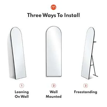 harmati Full Length Wall Mirror - 63" x 19" Arched Free Standing Body Mirror with Clothes Rod, Black Metal Framed Large Floor Mirror for Bedroom, Modern Big Wall-Mounted/Stand Up/Leaning Mirror