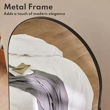 harmati Full Length Wall Mirror - 63" x 19" Arched Free Standing Body Mirror with Clothes Rod, Black Metal Framed Large Floor Mirror for Bedroom, Modern Big Wall-Mounted/Stand Up/Leaning Mirror