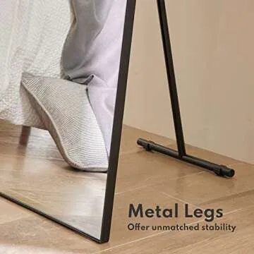 harmati Full Length Wall Mirror - 63" x 19" Arched Free Standing Body Mirror with Clothes Rod, Black Metal Framed Large Floor Mirror for Bedroom, Modern Big Wall-Mounted/Stand Up/Leaning Mirror