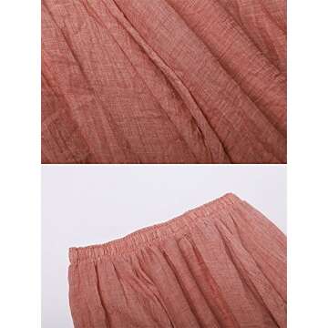 OCHENTA Women's Flowy Boho Maxi Skirt - Rust Red