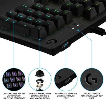 Logitech G513 RGB Backlit Mechanical Gaming Keyboard with Romer-G Linear Keyswitches (Carbon)
