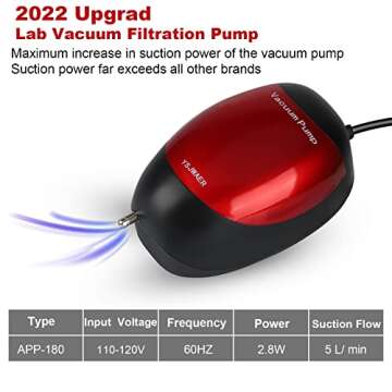 YSJWAER Lab Vacuum Filtration Pump - Laboratory Filter Distillation Apparatus Kit for Fast Filtratio...