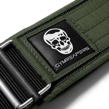 Gymreapers Quick Locking Weightlifting Belt for Bodybuilding, Powerlifting, Cross Training - 4 Inch Neoprene with Metal Buckle - Adjustable Olympic Lifting Back Support (Ranger Green, Medium)