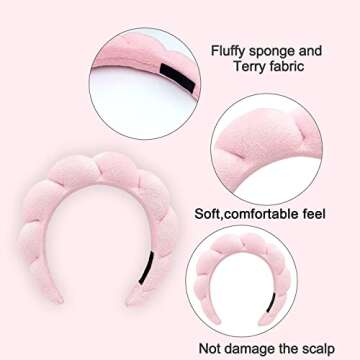 Yiwafu Spa Headband for Women, Sponge Headband for Washing Face, Makeup Headband, Skincare Headbands for Makeup Removal, Hair Accessories for Women