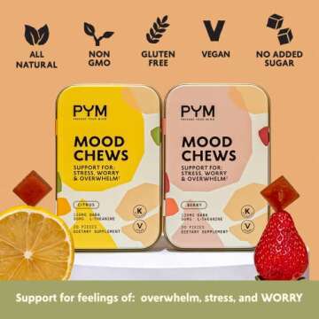 PYM Berry Mood Chews for Stress & Mood Support 60 Count
